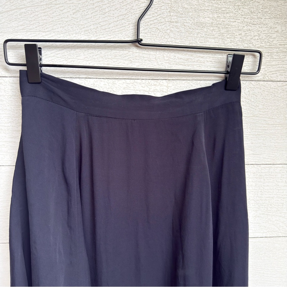 French Connection | Satin Navy Midi Skirt – Minimalist Parisian | Size 2 - Picture 5 of 11